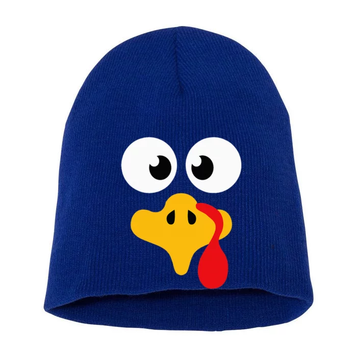 Crazy cute thanksgiving turkey face for dinner costume Short Acrylic Beanie