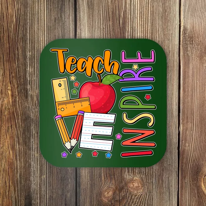 Cute Colorful Teach Love Inspire Coaster