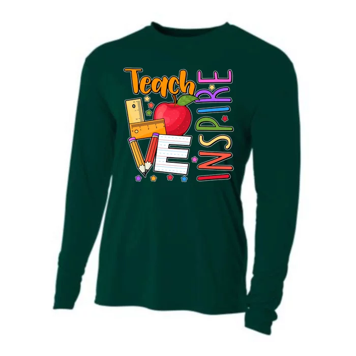 Cute Colorful Teach Love Inspire Cooling Performance Long Sleeve Crew