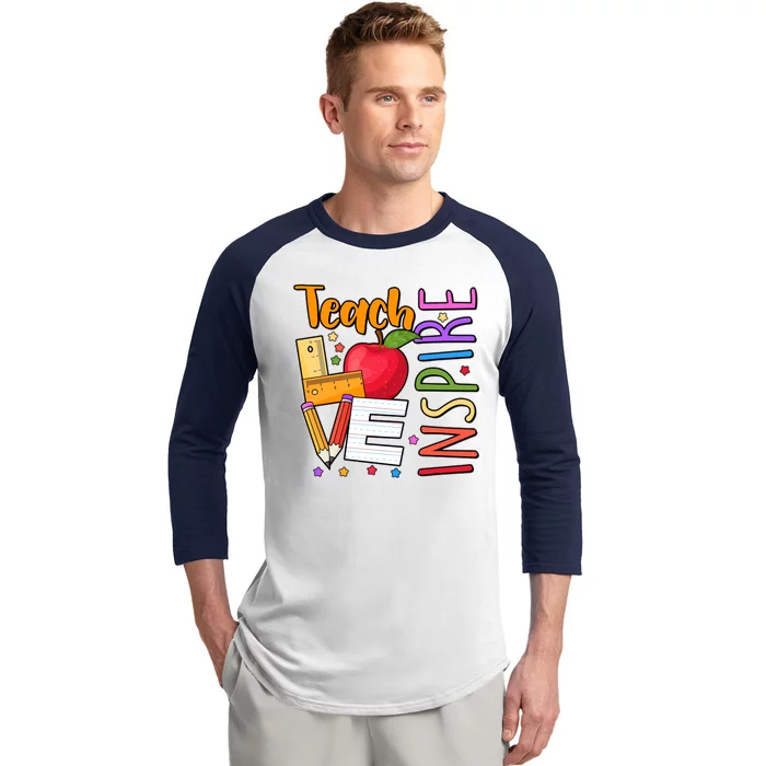 Cute Colorful Teach Love Inspire Baseball Sleeve Shirt