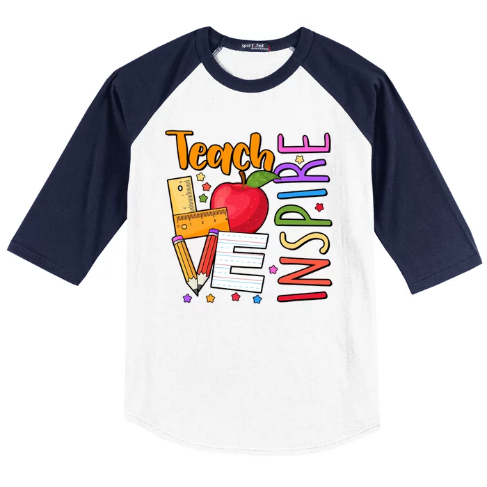 Cute Colorful Teach Love Inspire Baseball Sleeve Shirt