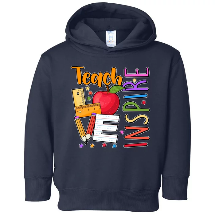 Cute Colorful Teach Love Inspire Toddler Hoodie