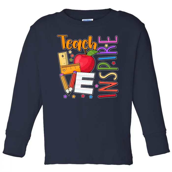 Cute Colorful Teach Love Inspire Toddler Long Sleeve Shirt