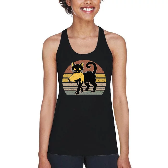 Cat Carrying Trump Hair Funny Cat Ladies For Election 2024 Women's Racerback Tank