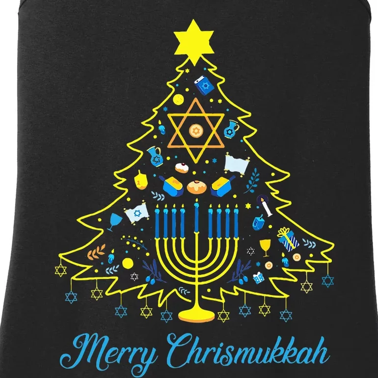 Chrismukkah Christmas Tree Menorah Hanukkah Jewish Ladies Essential Tank