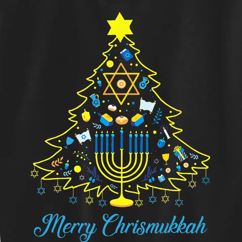 Chrismukkah Christmas Tree Menorah Hanukkah Jewish Kids Sweatshirt