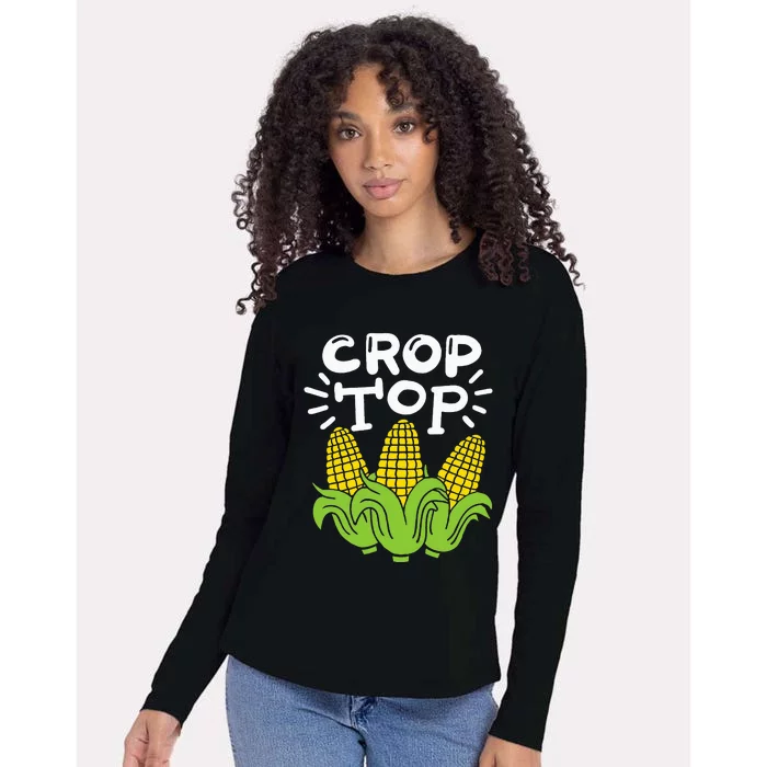 Corn Crop Top Womens Cotton Relaxed Long Sleeve T-Shirt