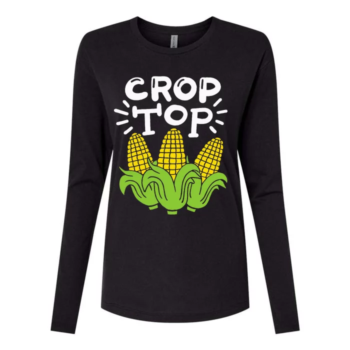 Corn Crop Top Womens Cotton Relaxed Long Sleeve T-Shirt