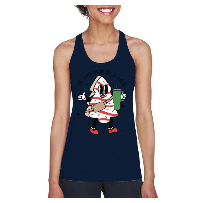 Cute Christmas Tree Cake Out Here Lookin Like A Snack Boojee Funny Gift Women's Racerback Tank