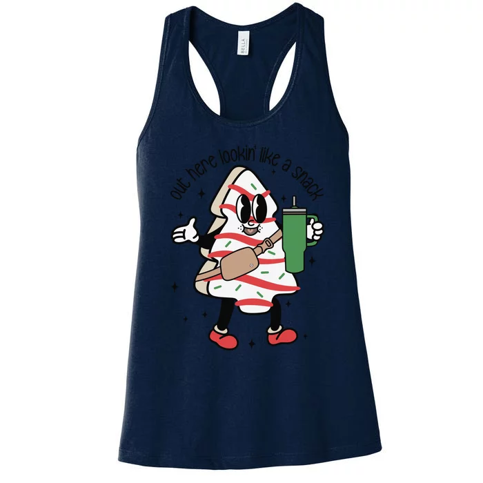 Cute Christmas Tree Cake Out Here Lookin Like A Snack Boojee Funny Gift Women's Racerback Tank