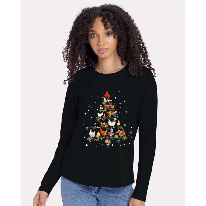 Chicken Christmas Tree Ornament Decor Xmas Long Sleeve Womens Cotton Relaxed Long Sleeve T-Shirt