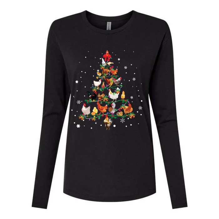 Chicken Christmas Tree Ornament Decor Xmas Long Sleeve Womens Cotton Relaxed Long Sleeve T-Shirt