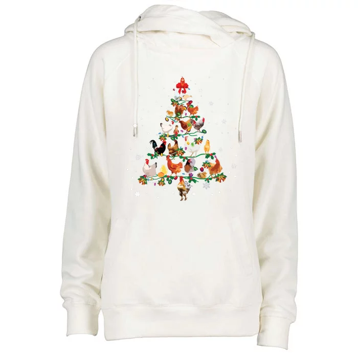 Chicken Christmas Tree Ornament Decor Xmas Long Sleeve Womens Funnel Neck Pullover Hood