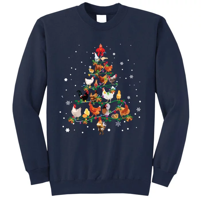 Chicken Christmas Tree Ornament Decor Xmas Long Sleeve Tall Sweatshirt