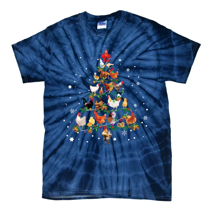 Chicken Christmas Tree Ornament Decor Xmas Long Sleeve Tie-Dye T-Shirt