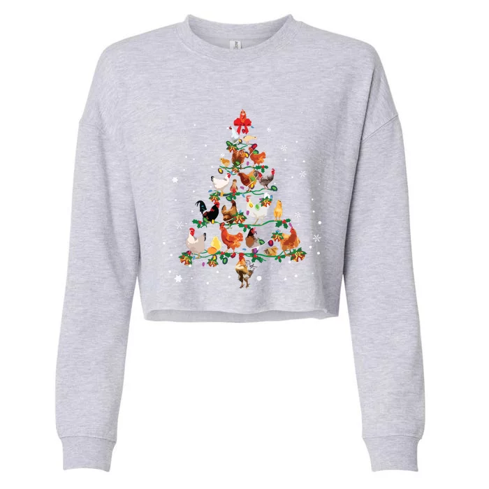 Chicken Christmas Tree Ornament Decor Xmas Long Sleeve Cropped Pullover Crew