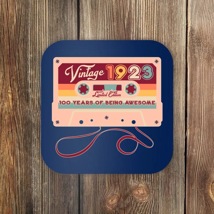 Cute Cassette Tape Limited Edition Vintage 1923 100 Years Of Being Awesome Coaster