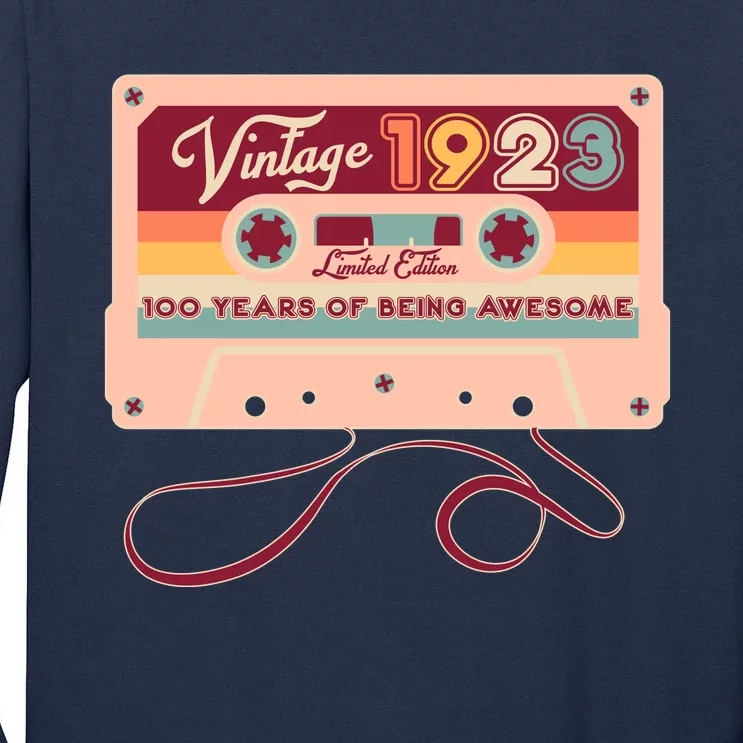 Cute Cassette Tape Limited Edition Vintage 1923 100 Years Of Being Awesome Tall Long Sleeve T-Shirt