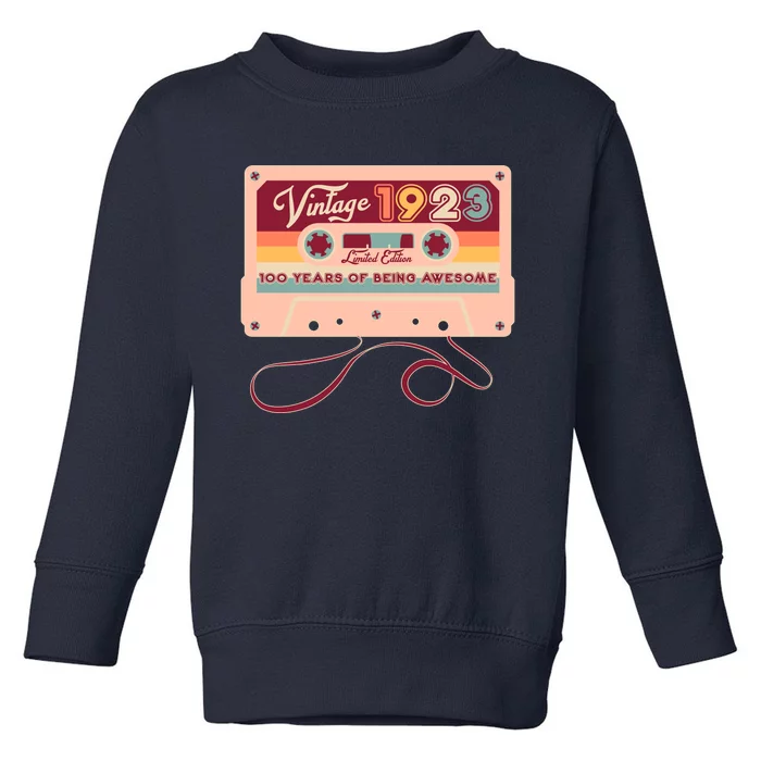 Cute Cassette Tape Limited Edition Vintage 1923 100 Years Of Being Awesome Toddler Sweatshirt