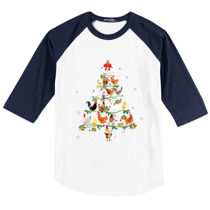 Chicken Christmas Tree Ornament Decor Xmas Baseball Sleeve Shirt