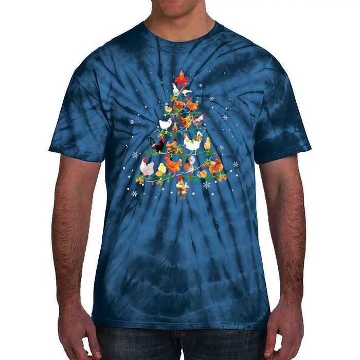 Chicken Christmas Tree Ornament Decor Xmas Tie-Dye T-Shirt