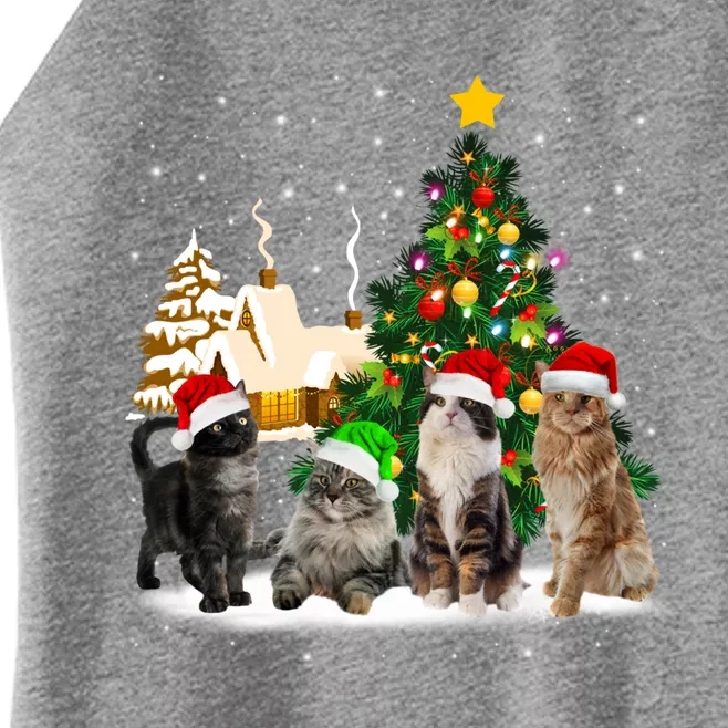 Cats Christmas Tree Lights Ugly Cat Mom Cat Lover Cool Gift Women’s Perfect Tri Rocker Tank