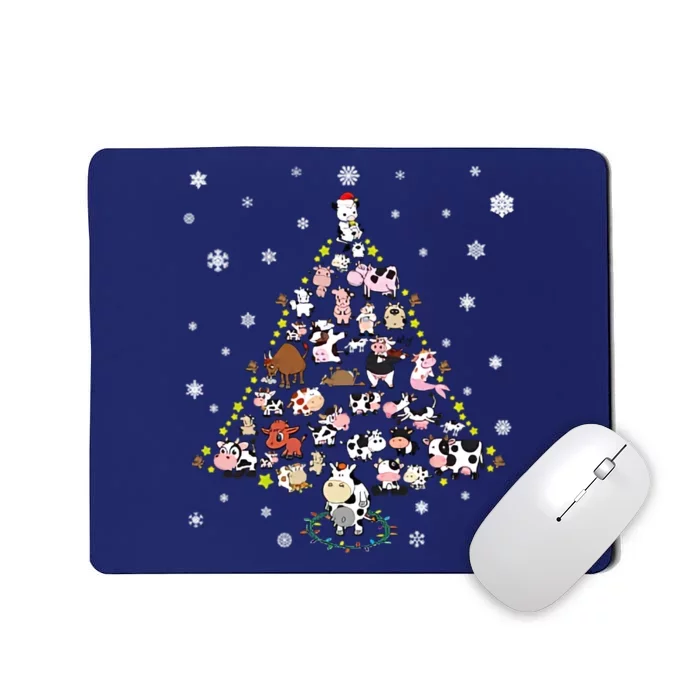 Cow Christmas Tree Mousepad