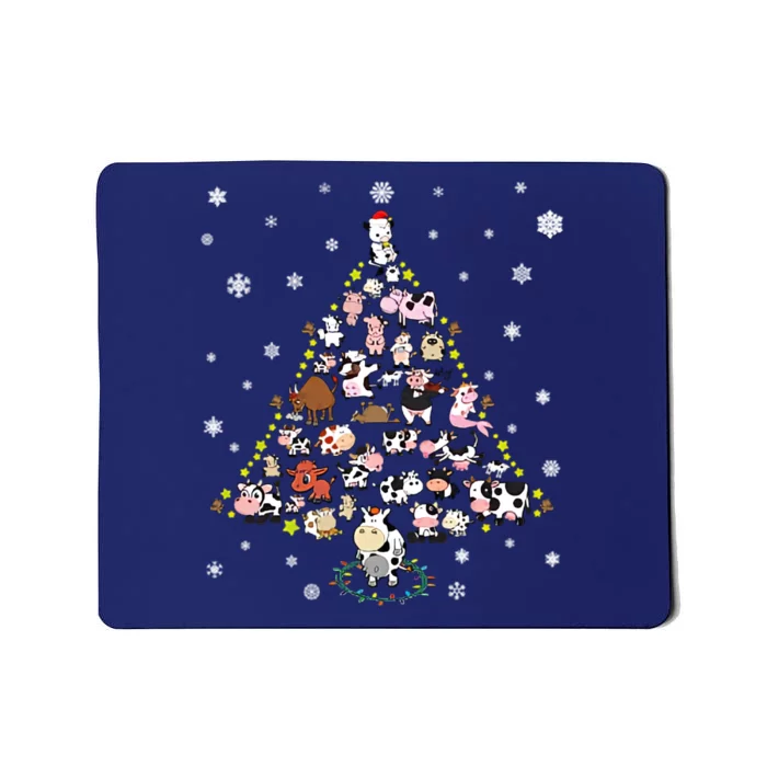 Cow Christmas Tree Mousepad