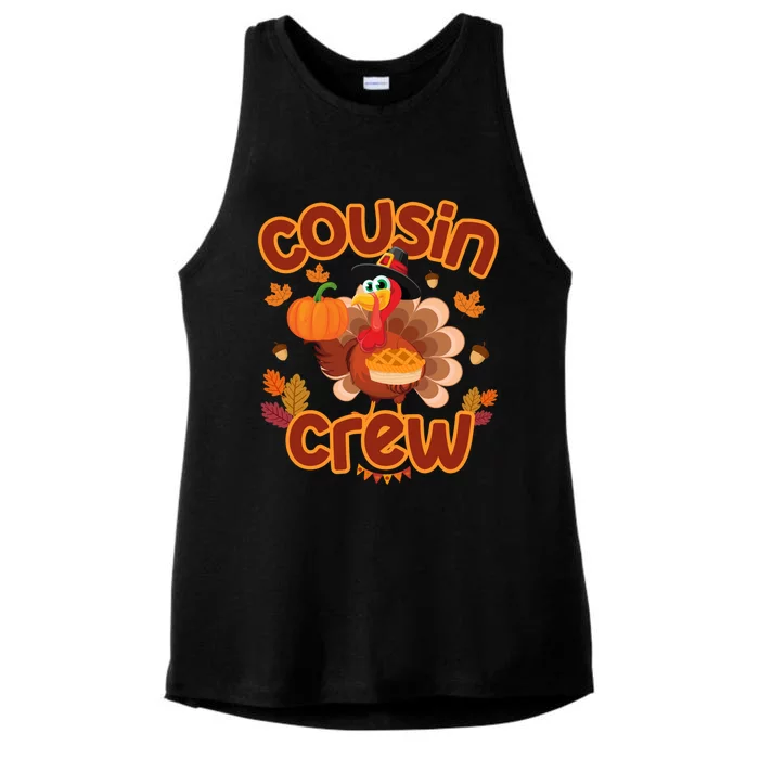 Cousin Crew Thanksgiving Turkey Pumpkin Reunion Party Gift Ladies Tri-Blend Wicking Tank