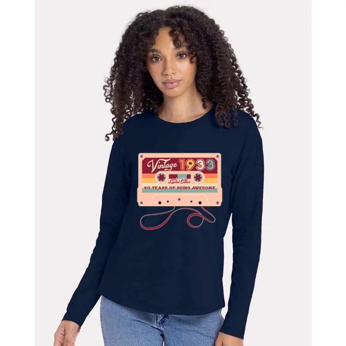 Cute Cassette Tape Limited Edition Vintage 1933 90 Years Of Being Awesome Womens Cotton Relaxed Long Sleeve T-Shirt