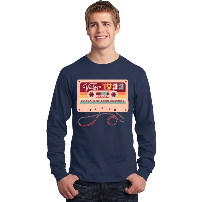 Cute Cassette Tape Limited Edition Vintage 1933 90 Years Of Being Awesome Long Sleeve Shirt