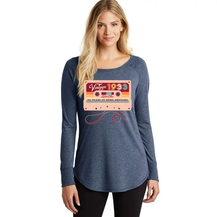 Cute Cassette Tape Limited Edition Vintage 1933 90 Years Of Being Awesome Women's Perfect Tri Tunic Long Sleeve Shirt