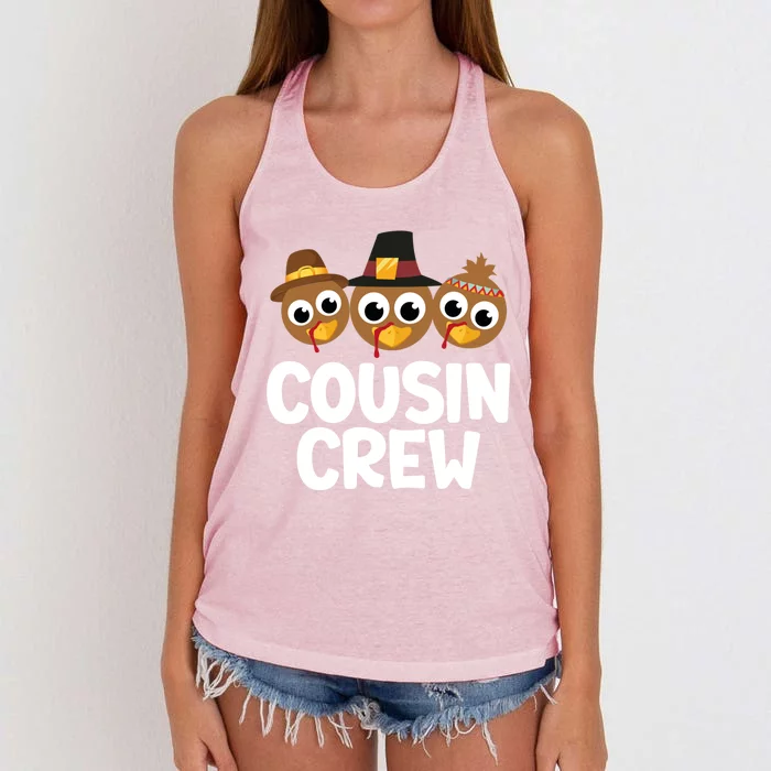 Cousin Crew Turkey Matching Family Thanksgiving Pjs Pajamas Gift Women's Knotted Racerback Tank