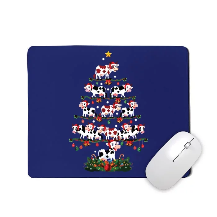 Cow Christmas Tree Funny Cow Lover Cow Xmas Mousepad