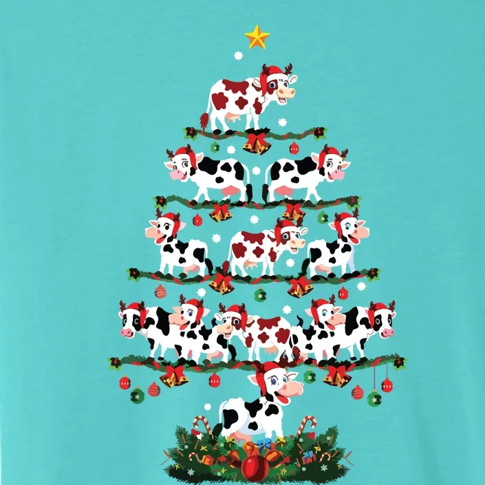 Cow Christmas Tree Funny Cow Lover Cow Xmas ChromaSoft Performance T-Shirt