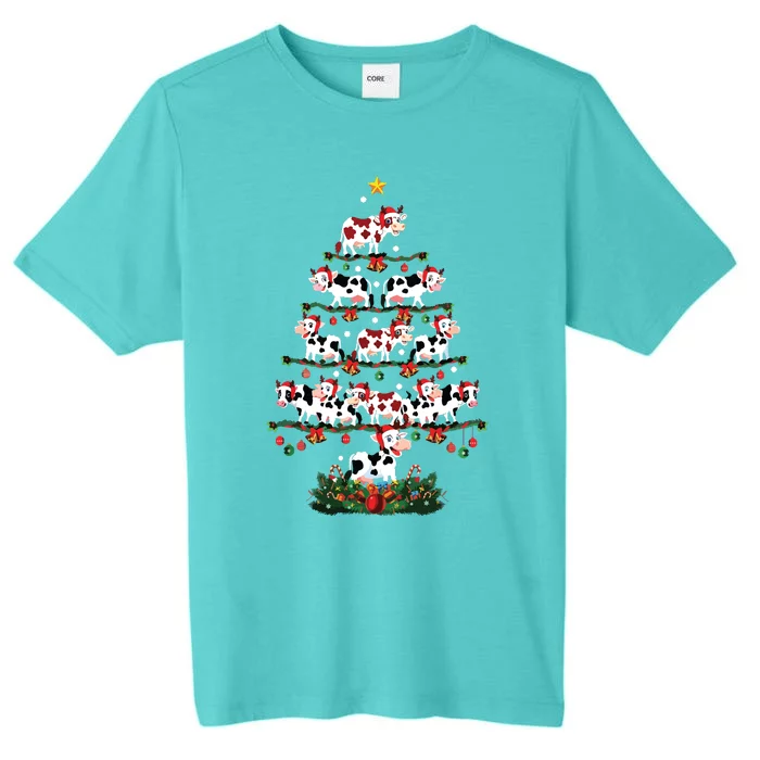 Cow Christmas Tree Funny Cow Lover Cow Xmas ChromaSoft Performance T-Shirt