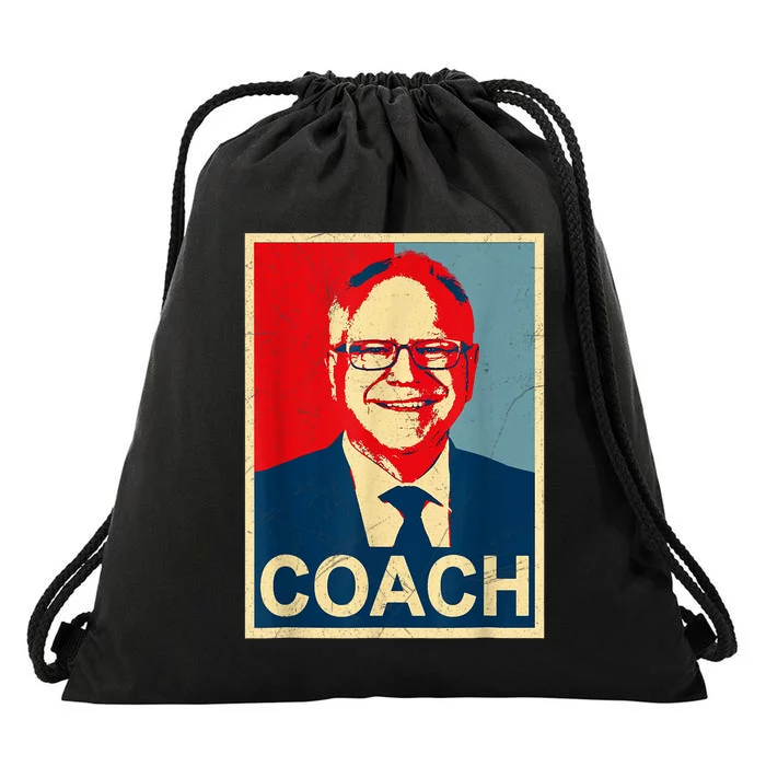 Coach! Coach Tim Walz Tribute Harris Walz Election 2024 Drawstring Bag