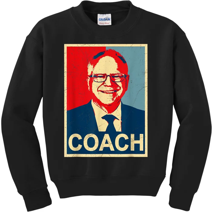 Coach! Coach Tim Walz Tribute Harris Walz Election 2024 Kids Sweatshirt