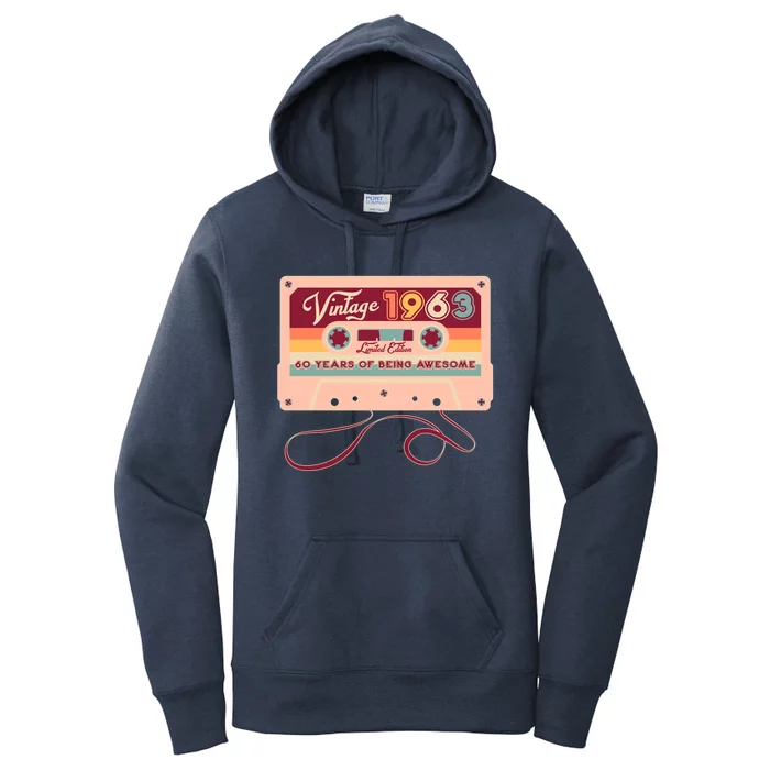 Cute Cassette Tape Limited Edition Vintage 1963 60 Years Of Being Awesome Women's Pullover Hoodie