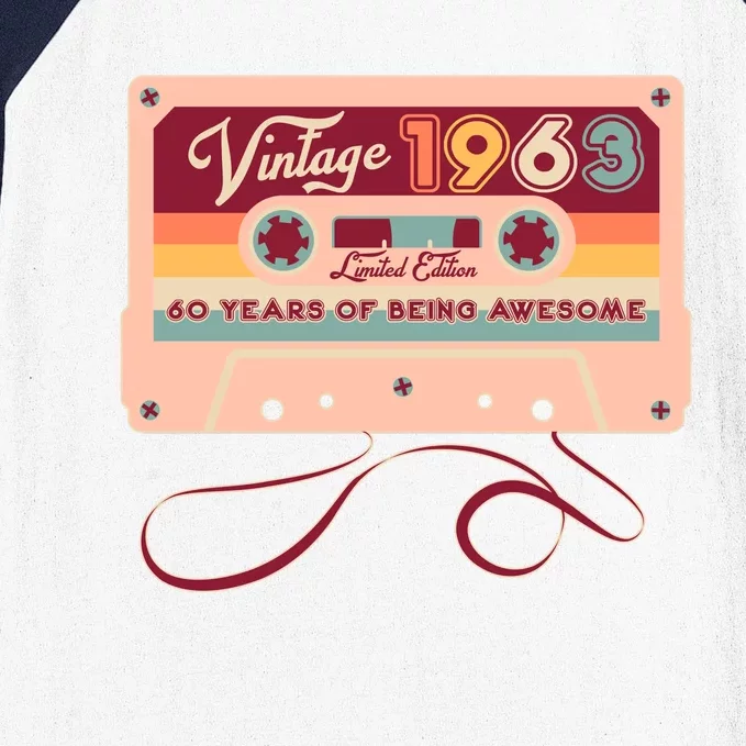 Cute Cassette Tape Limited Edition Vintage 1963 60 Years Of Being Awesome Baseball Sleeve Shirt