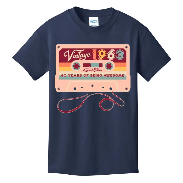 Cute Cassette Tape Limited Edition Vintage 1963 60 Years Of Being Awesome Kids T-Shirt