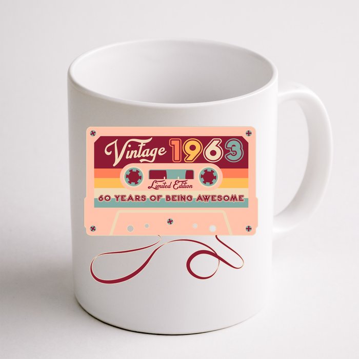 Cute Cassette Tape Limited Edition Vintage 1963 60 Years Of Being Awesome Front & Back Coffee Mug