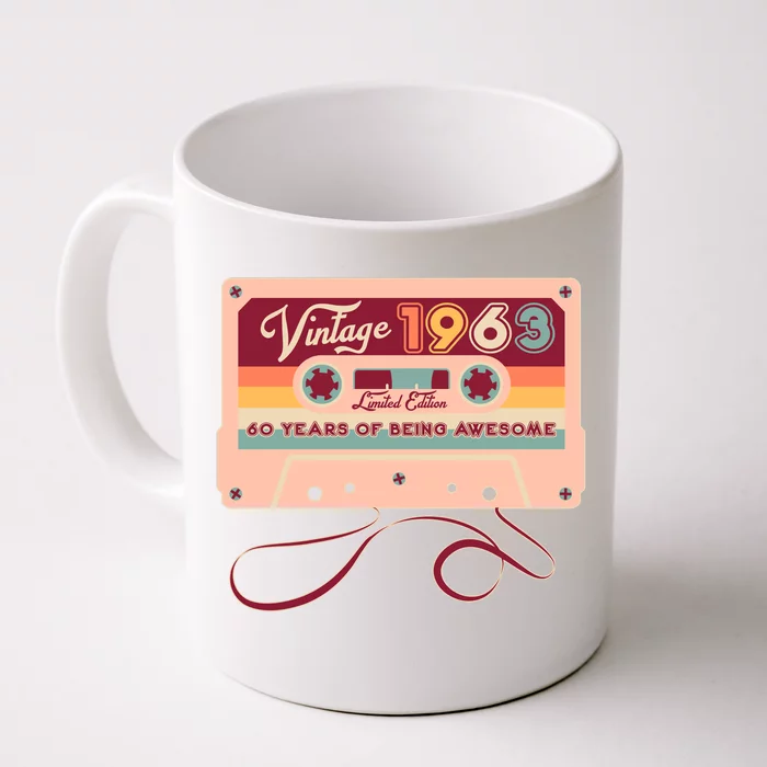 Cute Cassette Tape Limited Edition Vintage 1963 60 Years Of Being Awesome Front & Back Coffee Mug