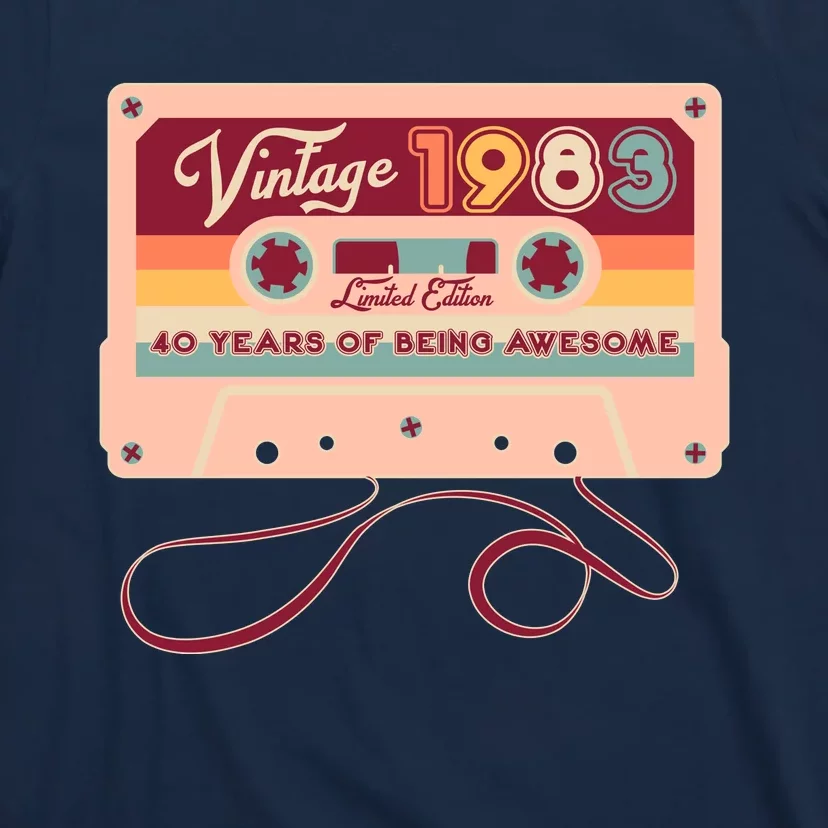 Cute Cassette Tape Limited Edition Vintage 1983 40 Years Of Being Awesome T-Shirt