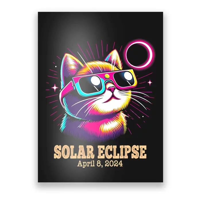 Cute Cat Total Solar Eclipse April 8 2024 Poster