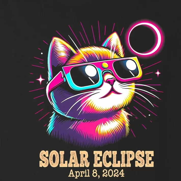 Cute Cat Total Solar Eclipse April 8 2024 Toddler Long Sleeve Shirt