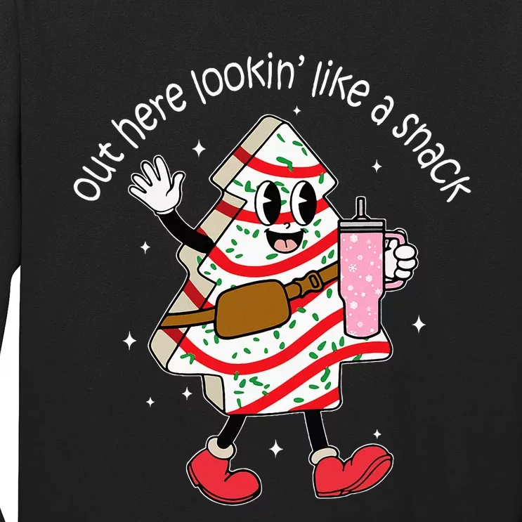 Coffee Christmas Tree Cake Out here lookin like a snack Xmas Long Sleeve Shirt