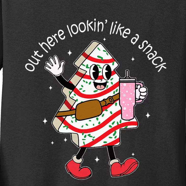 Coffee Christmas Tree Cake Out here lookin like a snack Xmas Kids Long Sleeve Shirt