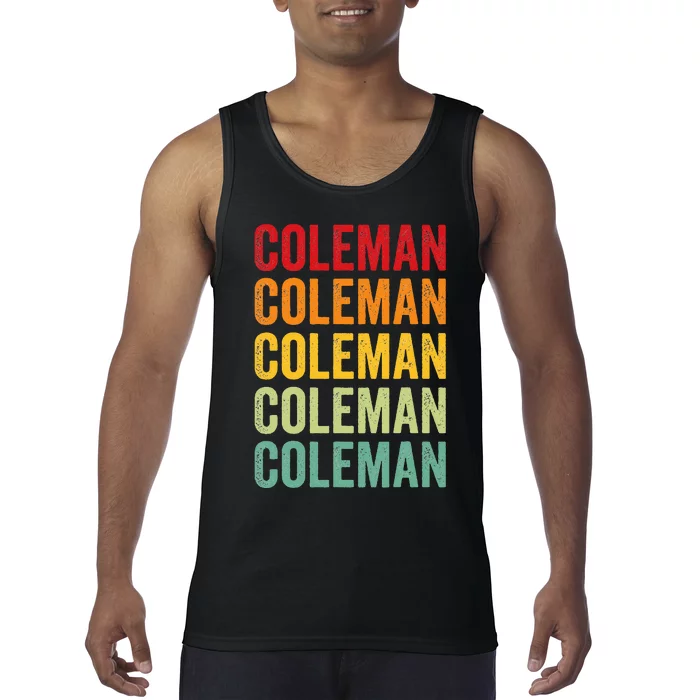 Coleman County Texas Rainbow Text Design Tank Top