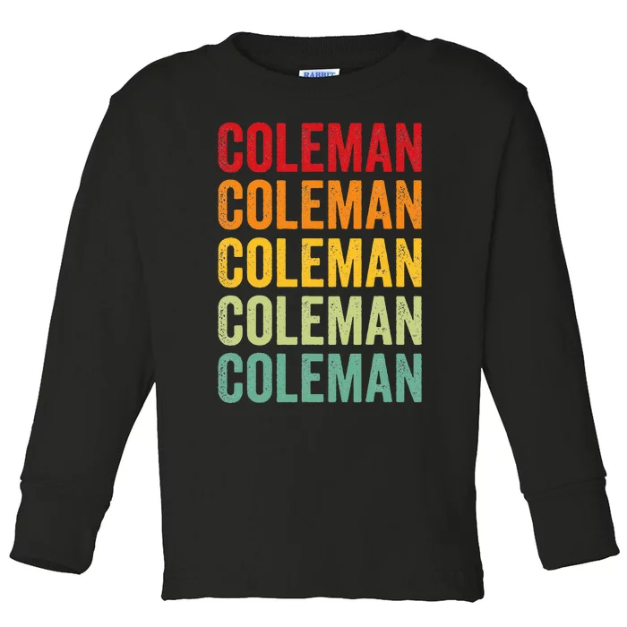 Coleman County Texas Rainbow Text Design Toddler Long Sleeve Shirt